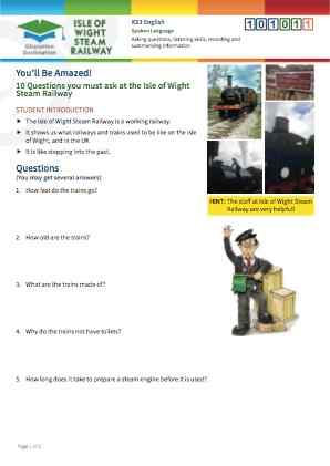 Click to view Resource 101011 10 Questions you must ask at the Isle of Wight Steam Railway
