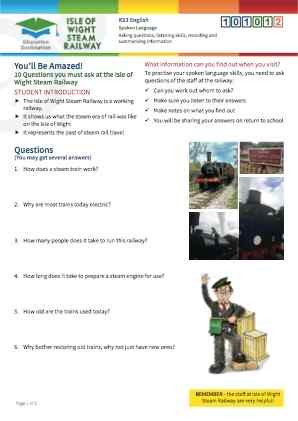 Click to view Resource 101012 10 Questions you must ask at the Isle of Wight Steam Railway