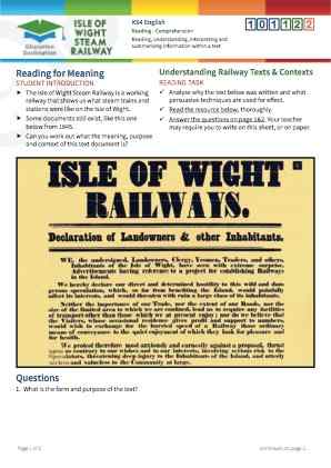 Click to view Resource 101122 Understanding Railway Texts - Reading for Meaning 