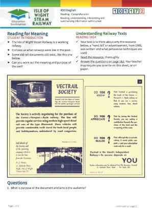 Click to view Resource 101172 Understanding Railway Texts - Reading for Meaning 