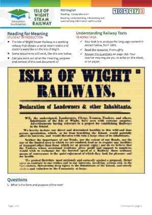 Click to view Resource 101173 Understanding Railway Texts - Reading for Meaning 