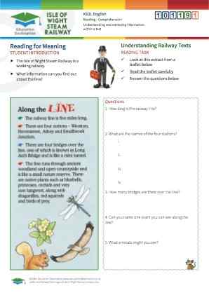 Click to view Resource 101191 Understanding Railway Texts - Reading for Meaning 