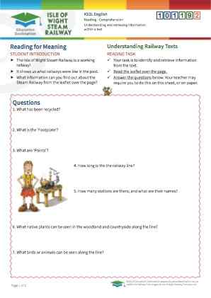 Click to view Resource 101192 Understanding Railway Texts - Reading for Meaning 