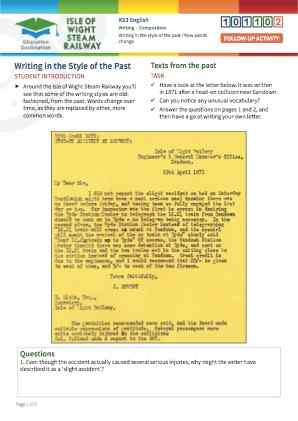 Click to view Resource 101102 Writing in the Style of the Past / How Words Change