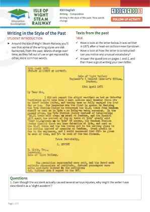 Click to view Resource 101103 Writing in the Style of the Past / How Words Change