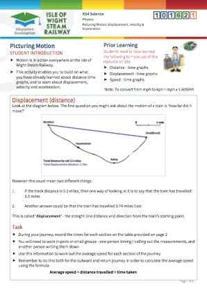 Click to view Resource 101621 Picturing motion: displacement, velocity and acceleration