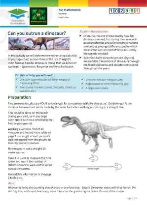 Click to view Resource 102391 Can you outrun a dinosaur?