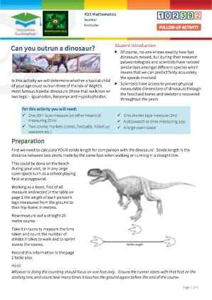 Click to view Resource 102392 Can you outrun a dinosaur?