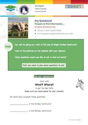 Click to view Resource 104071 Any Questions? Using questioning skills at the Donkey Sanctuary.