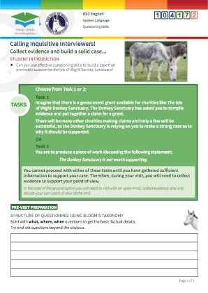 Click to view Resource 104172 Calling Inquisitive Interviewers! Using questioning skills at the Donkey Sanctuary.