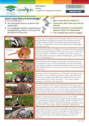 Click to view Resource 105001 How's your Nature Knowledge?  Reading for Information.