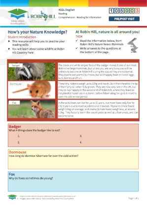 Click to view Resource 105003 How's your Nature Knowledge?  Reading for Information.