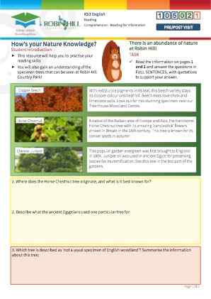 Click to view Resource 105021 How's your Nature Knowledge?  Reading for Information.
