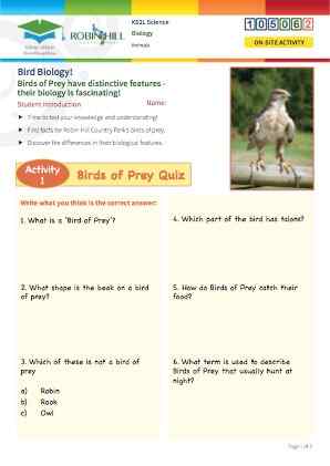 Click to view Resource 105062 Bird Biology! Birds of Prey at Robin Hill - body parts and functions