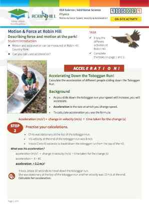 Click to view Resource 105091 Motion and Force at Robin Hill