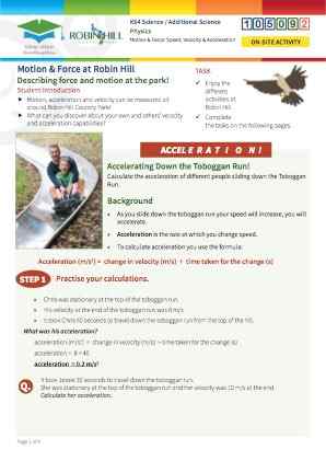 Click to view Resource 105092 Motion and Force at Robin Hill