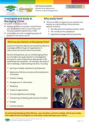 Click to view Resource 106301 Tourist Attraction Business Study Opportunities