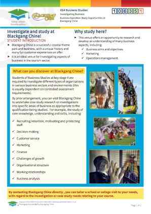 Click to view Resource 106351 Business Operation Study Opportunities