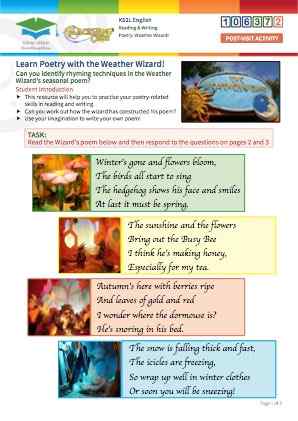 Click to view Resource 106372 Weather Wizard! Reading & writing poetry.