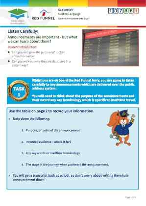 Click to view Resource 107361 Spoken Announcements Study 