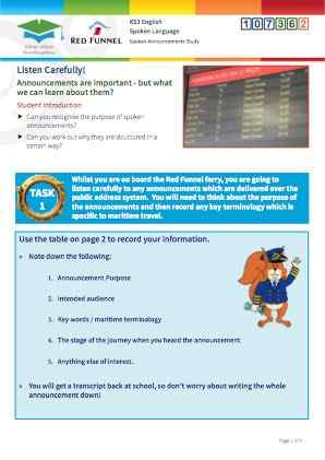 Click to view Resource 107362 Spoken Announcements Study 