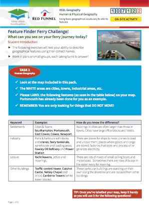 Click to view Resource 107122 Feature Finder Ferry Challenge! Using basic geographical vocabulary to refer to features.