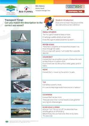 Click to view Resource 107641 Transport Time! Match the definition to the sea vessel...