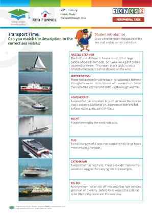 Click to view Resource 107642 Transport Time! Match the definition to the sea vessel...