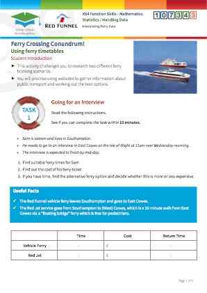 Click to view Resource 107343 Ferry Crossing Conundrum - Functional Skills