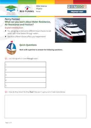 Click to view Resource 107041 Ferry Forces! Water Resistance, Air Resistance and Friction