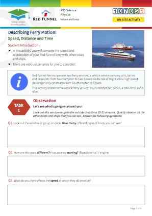 Click to view Resource 107051 Describing Ferry Motion: Speed, Distance and Time