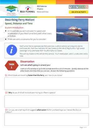 Click to view Resource 107052 Describing Ferry Motion: Speed, Distance and Time
