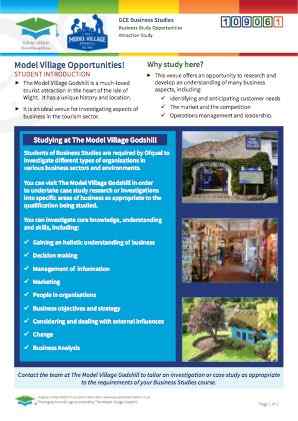 Click to view Resource 109061 Visitor Attraction Case Study - Opportunities at Godshill Model Village