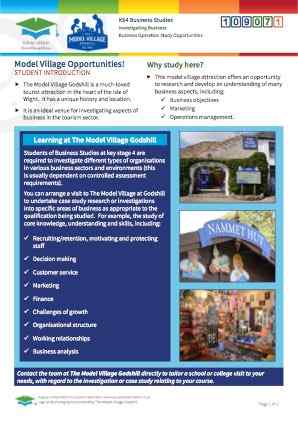 Click to view Resource 109071 Visitor Attraction Case Study - Opportunities at Godshill Model Village