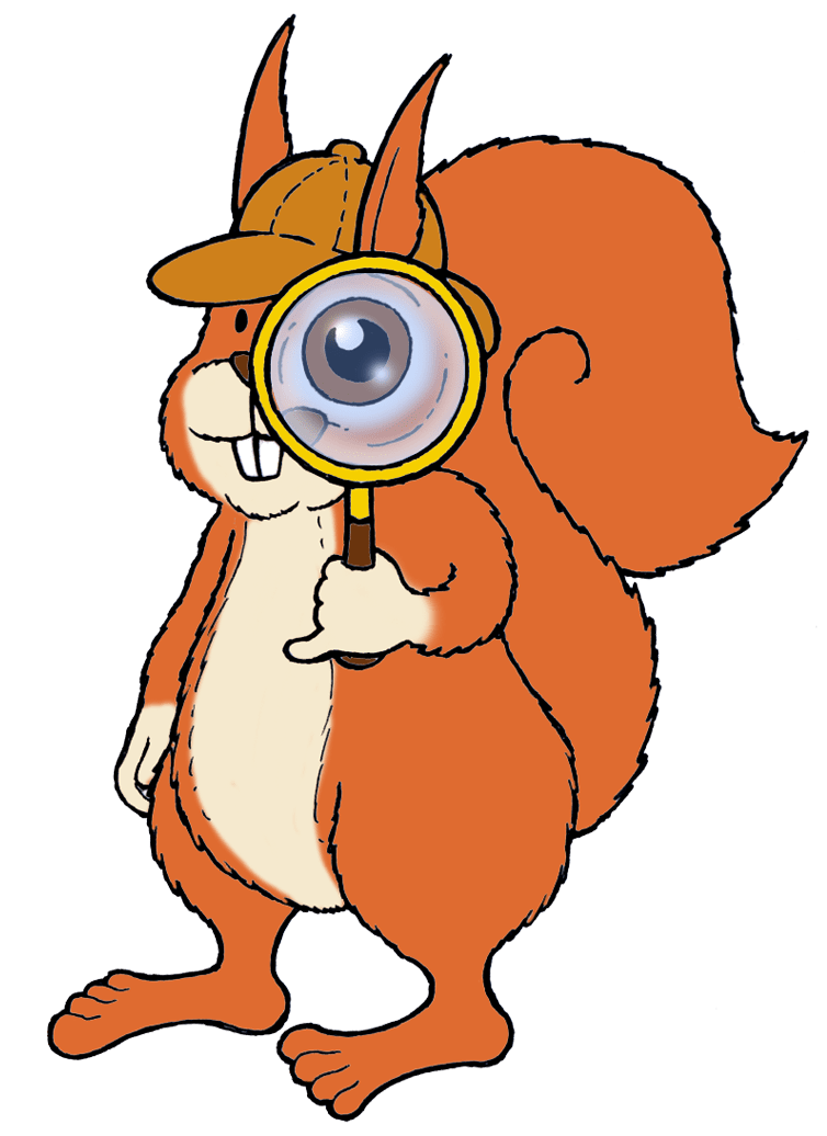 ED Squirrel with magnifying glass